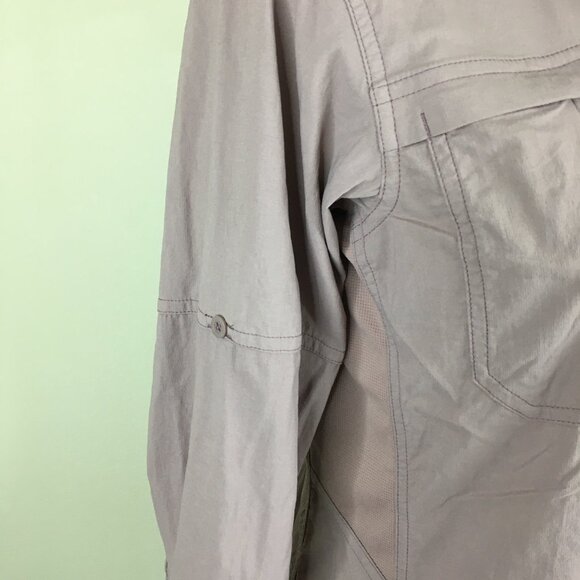 REI Co-op Purple/Gray Mesh Insert Sleeve Tabs Vented Back Button Shirt - Picture 8 of 14
